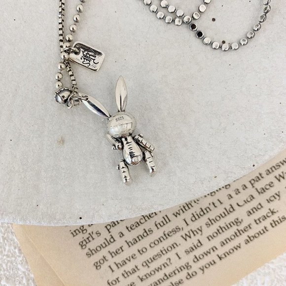 *NEW 925 Sterling Silver Vintage Rabbit Necklace - Picture 4 of 7